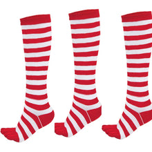 Load image into Gallery viewer, 3 Pairs Striped Knee High Toe Socks