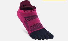 Load image into Gallery viewer, Rose red and black low cut toe socks with WRELS branding on a white background