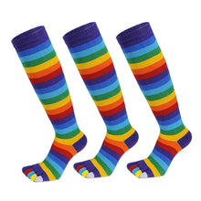 Load image into Gallery viewer, 3 Pairs Striped Knee High Toe Socks