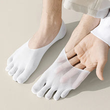 Load image into Gallery viewer, White five-finger socks worn by a person on a beige background