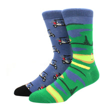 Load image into Gallery viewer, Two pairs of socks with different designs on a white background