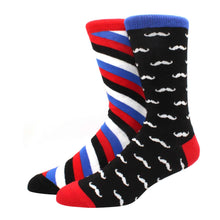 Load image into Gallery viewer, Two pairs of socks with different patterns on a white background
