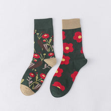 Charger l'image dans la galerie, Pair of socks with floral pattern on a white background

