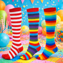 Load image into Gallery viewer, 3 Pairs Striped Knee High Toe Socks

