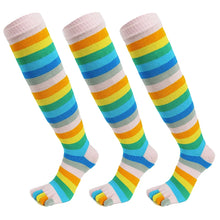 Load image into Gallery viewer, 3 Pairs Striped Knee High Toe Socks
